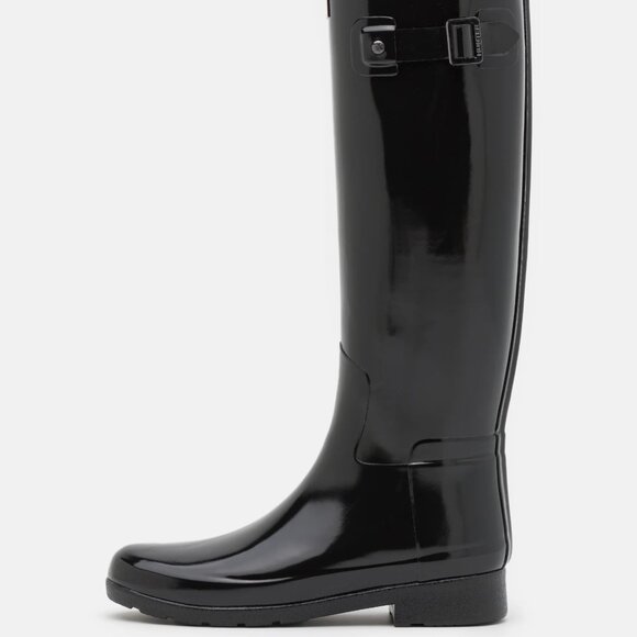 Hunter Shoes - Hunter Women's Black Original Gloss Tall Rubber Mid-Calf Rain Boots Size 6.5